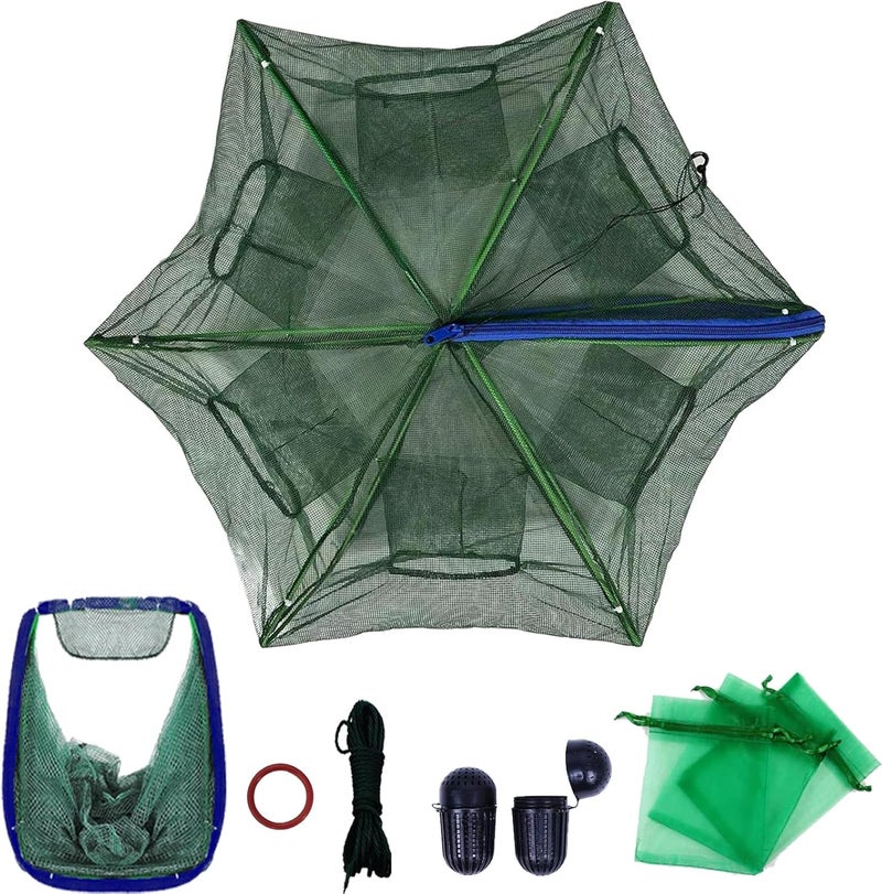 Leukate Collapsible Fishing Bait Minnow Trap - Durable Fish Trap Net for Minnow, Crab, Crayfish, Shrimp Fish Trap Net - Designed for Minnows and Beyond - Image 1